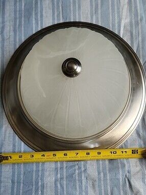 Brushed Nickel Flush Mount Ceiling Light with Frosted Glass